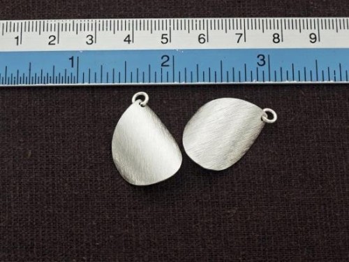 2 of Karen Hill Tribe Silver Brushed Curve Drop Pendants 16x23mm.