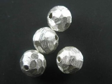 4 of Karen Hill Tribe Silver Ground, Brushed Round Beads 10 mm.