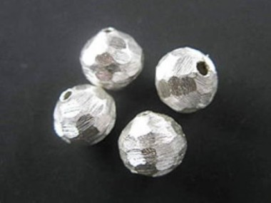 Karen Hill Tribe Silver Ground, Brushed Round Beads 10 mm.