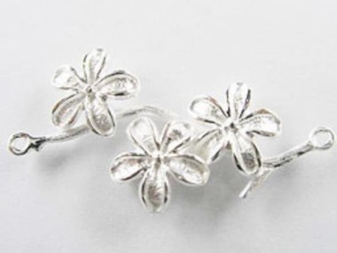 925 Sterling Silver Flower Branch Link, Connector 18x37mm.