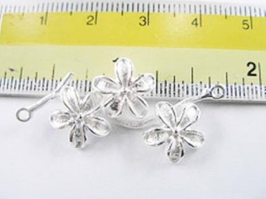 925 Sterling Silver Flower Branch Link, Connector 18x37mm.