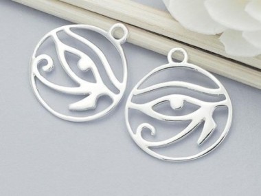 2 of 925 Sterling Silver Eye Of Horus Charms 16x17 mm.