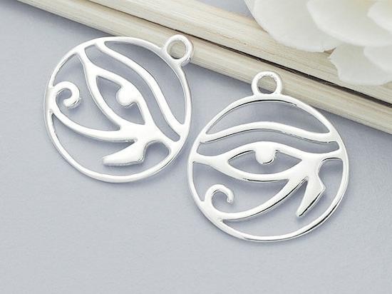 2 of 925 Sterling Silver Eye Of Horus Charms 16x17 mm.