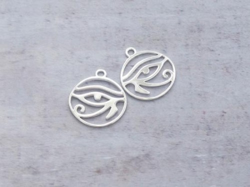 2 of 925 Sterling Silver Eye Of Horus Charms 16x17 mm.