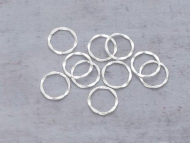 925 Sterling Silver Hammered Circle Closed Rings, Connectors 11.5mm.