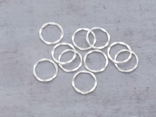 10 of 925 Sterling Silver Hammered Circle Closed Rings, Connectors 11.5mm.