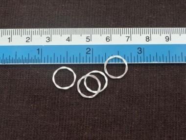 925 Sterling Silver Hammered Circle Closed Rings, Connectors 11.5mm.