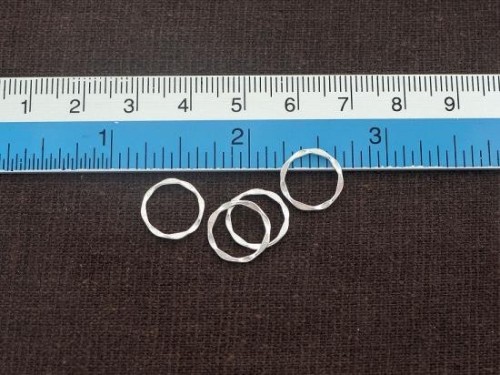 10 of 925 Sterling Silver Hammered Circle Closed Rings, Connectors 11.5mm.