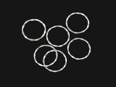 925 Sterling Silver Hammered Circle Closed Rings, Connectors 18mm.