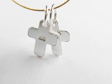 4 of 925 Sterling Silver Cross Charms 8x9.5mm.