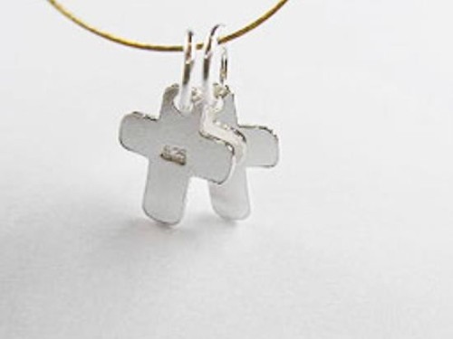 4 of 925 Sterling Silver Cross Charms 8x9.5mm.