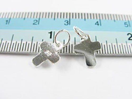 4 of 925 Sterling Silver Cross Charms 8x9.5mm.