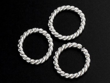 10 of Karen Hill Tribe Silver Opened Twisted Wire Rings 9x1.4mm.