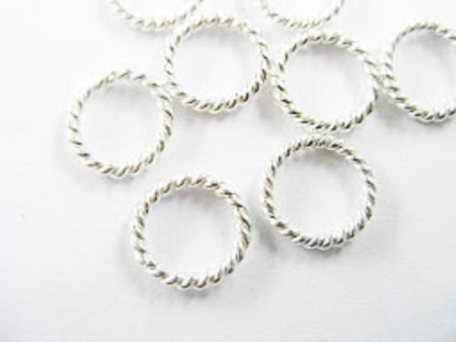 10 of Karen Hill Tribe Silver Opened Twisted Wire Rings 9x1.4mm.