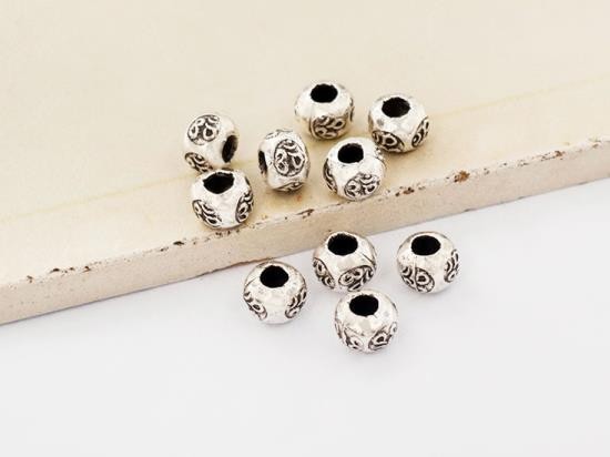 10 of Karen Hill Tribe Silver Ohm Imprint Beads 6x4.3 mm.