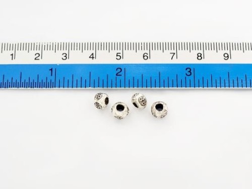 10 of Karen Hill Tribe Silver Ohm Imprint Beads 6x4.3 mm.