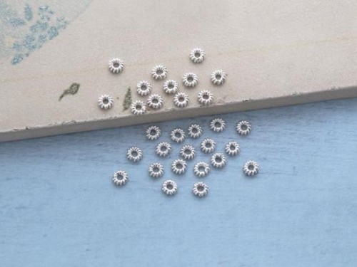 30 of 925 Sterling Silver Spiral Spacer Beads 3.5 mm.