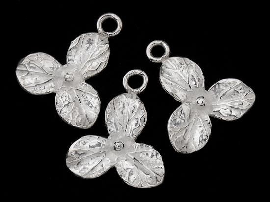 4 of 925 Sterling Silver Flower Charm 13mm.