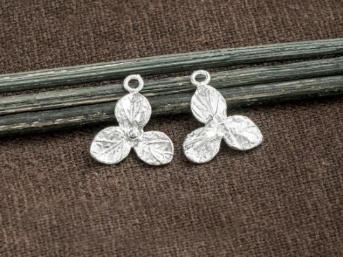 4 of 925 Sterling Silver Flower Charm 13mm.