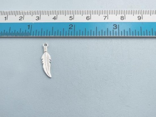 4 of 925 Sterling Silver Feather Charms 5x23.5 mm.