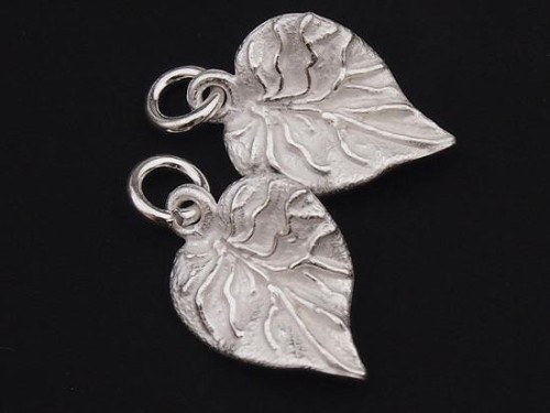 2 of 925 Sterling Silver Leaf Charms 10x13 mm.