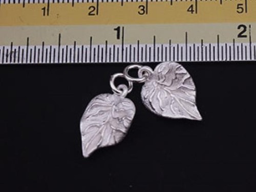 2 of 925 Sterling Silver Leaf Charms 10x13 mm.