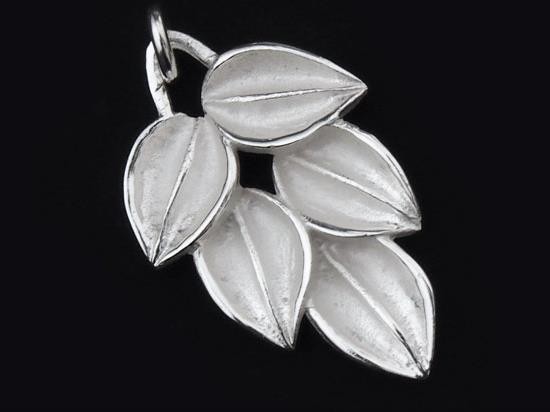 1 of 925 Sterling Silver Leaf Pendant 15x26mm. Matte Finish.