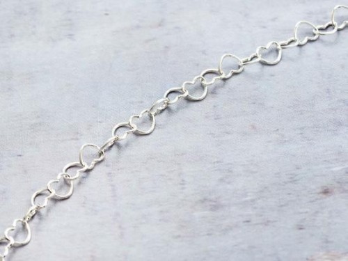 24 inches of 925 Sterling Silver Heart Chain 4.5 x 4 mm.