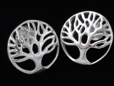 1 pair of 925 Sterling Silver Tree Of Life Stud Earrings 11.5mm. ,Polish finished