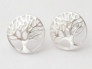 925 Sterling Silver Tree Of Life Stud Earrings 11.5mm.