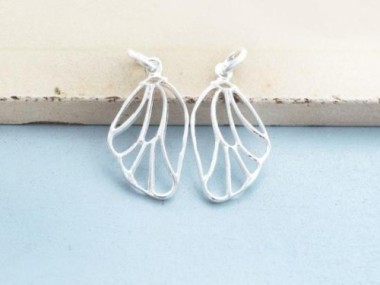 925 Sterling Silver Dragonfly Wing Pendants 10x16mm.