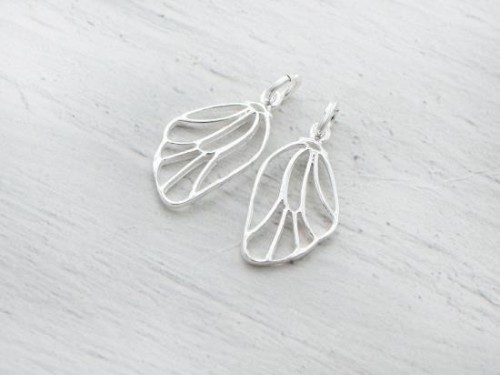 2 of 925 Sterling Silver Dragonfly Wing Pendants 10x16mm. Polish Finished