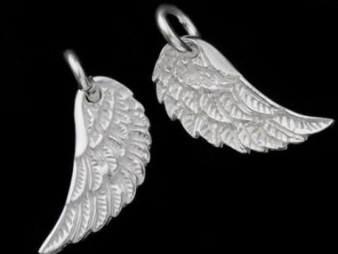 925 Sterling Silver Angel Wing Charms 6x15mm.