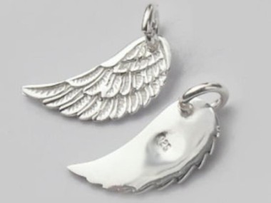 925 Sterling Silver Angel Wing Charms 6x15mm.