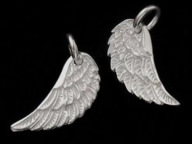 925 Sterling Silver Angel Wing Charms 6x15mm.