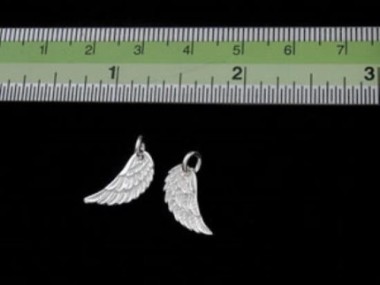 925 Sterling Silver Angel Wing Charms 6x15mm.