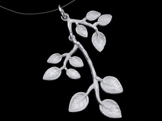 1 of 925 Sterling Silver Leaf Branch Pendant 20x33 mm. Polish Finished