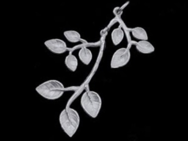 925 Sterling Silver Leaf Branch Pendant 20x33 mm.