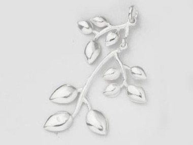 925 Sterling Silver Leaf Branch Pendant 20x33 mm.