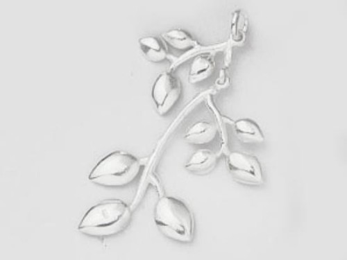 1 of 925 Sterling Silver Leaf Branch Pendant 20x33 mm. Polish Finished