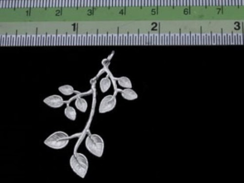 1 of 925 Sterling Silver Leaf Branch Pendant 20x33 mm. Polish Finished