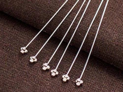 20 of 925 Sterling Silver Head Pins 50 mm. 25 AWG