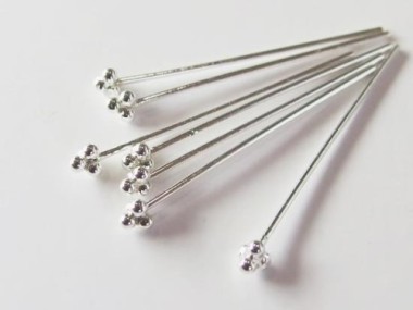 925 Sterling Silver Head Pins 0.7x30 mm.