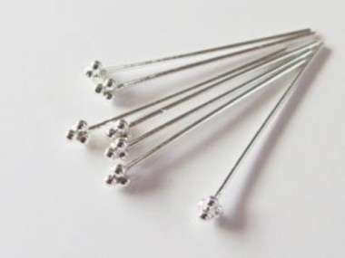 925 Sterling Silver Head Pins 0.7x30 mm.