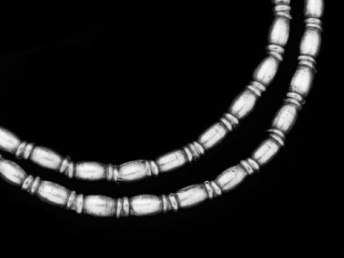 45 of Karen Hill Tribe Silver Bamboo Beads 2.5x5 mm. 9" , Oxidized Finish.