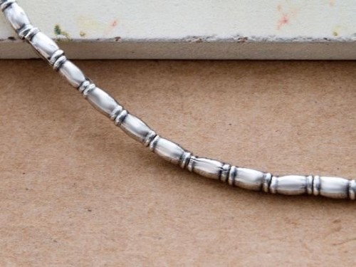 45 of Karen Hill Tribe Silver Bamboo Beads 2.5x5 mm. 9" , Oxidized Finish.