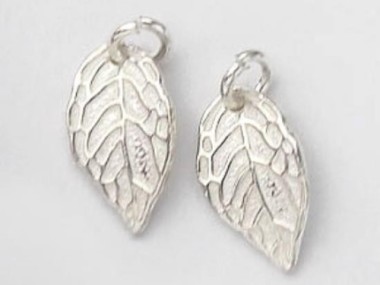 925 Sterling Silver Leaf Charms 8x14mm.