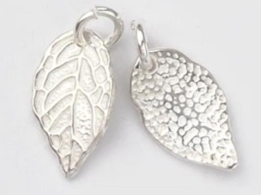 925 Sterling Silver Leaf Charms 8x14mm.