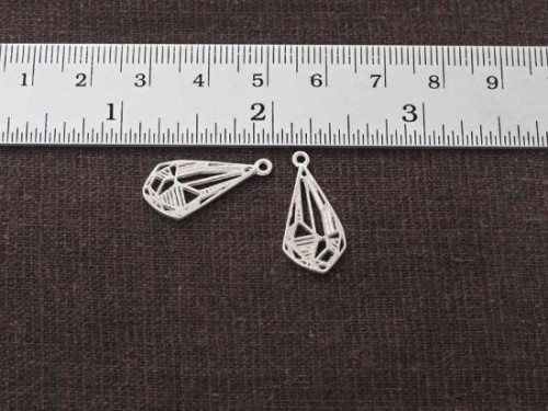 2 of 925 Sterling Silver Diamond Shape Charms 10x18 mm.