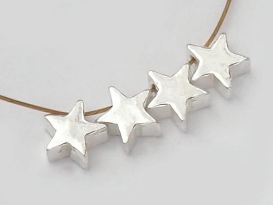 4 of 925 Sterling Silver Little Star Beads 5mm.